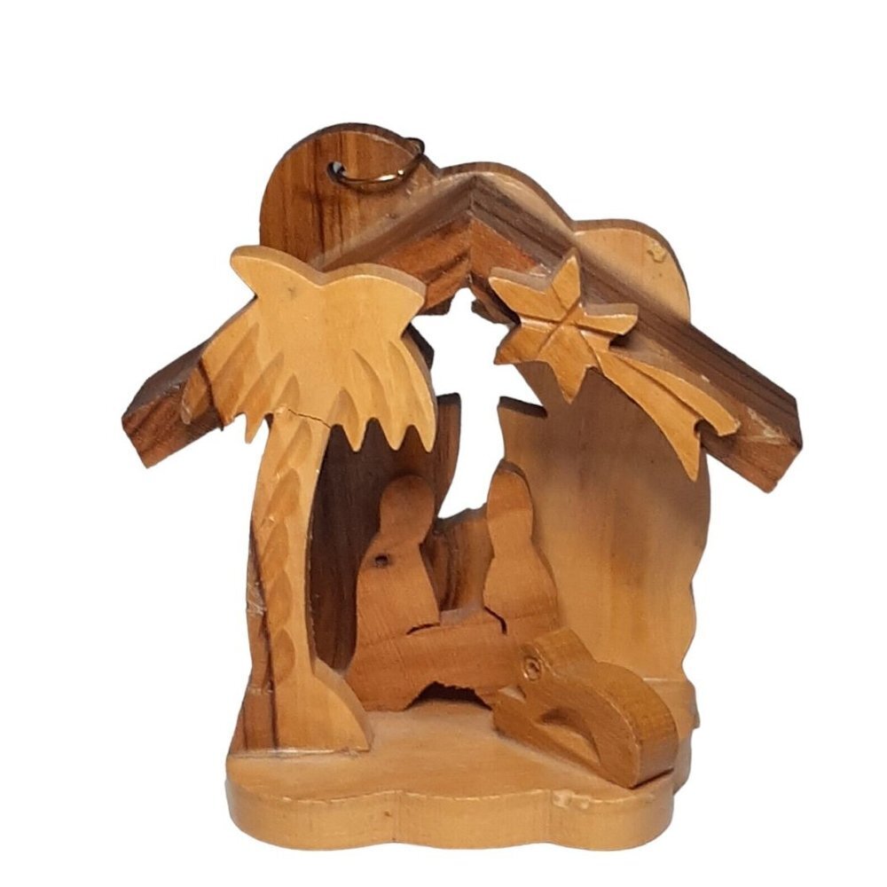Hand Made Wooden Ornament Nativity from Bethlehem Holy Land Souvenir